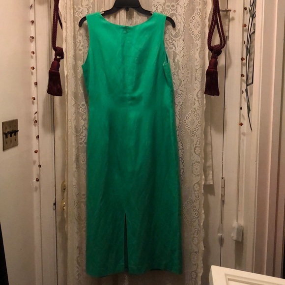 JESSICA HOWARD-2 PC LT EMERALD GREEN LINEN DRESS - Picture 5 of 8